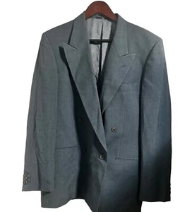 VALENTINO Uomo Men's Blue Gray Blazer Suit Jacket Sz 50 RegItaly Raya Lana Seta - Picture 1 of 24