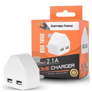 UK Mains 3 Pin Plug Adapter Wall Charger With 2 USB Ports For Phones Tablets CE - Picture 1 of 4