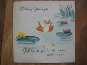 1950s duckling birthday card Raphael Tuck vintage ref 02 - Picture 1 of 3