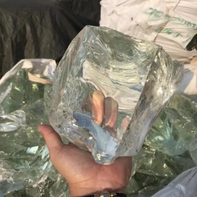 15 kg Gartendekoration Glasbrocken Glasstein  Glasstone Weiß 10-20cm - Bild 1 von 4