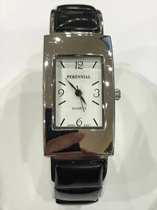 Woman's Perennial Unique Cuff Watch Black Accented Band - Picture 1 of 9