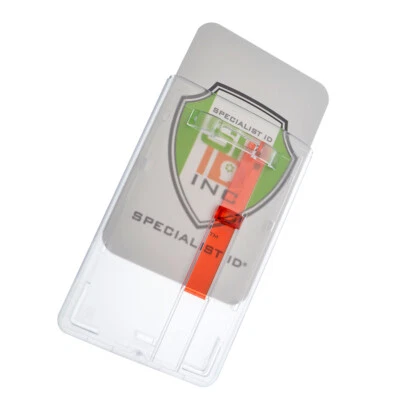 2 Pack -Rigid Hard Plastic Vertical Badge Holder- Slide Out Tab by Specialist ID - Image 1 of 4
