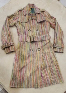 Cappotto vintage Poleci donna taglia 4 trench fibbia twee dollcore indi hipster Y2K - Foto 1 di 18