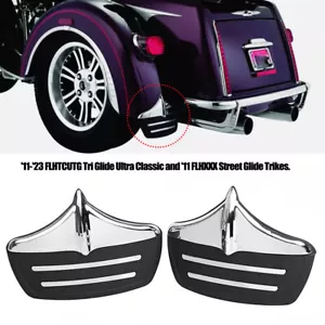 Left Right Chrome Rear Mud Flap Fender Guard For Harley Tri Glide FLHTCUTG 11-23 - Picture 1 of 22