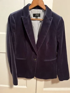 J CREW 100% Cotton Velvet Parke Blazer Jacket Navy Blue - Size 6 - Picture 1 of 8