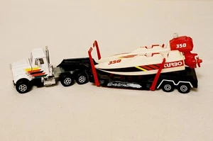 Majorette 1:60 Semi Tractor Trailer with boat Turbo 350 (loose - no box) - Picture 1 of 24