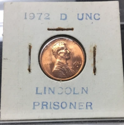 1972 D Lincoln Cent PRISONER CENT DIE CLASH VARIETY with Mint DIE POLISH LINES - Image 1 of 4