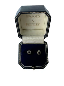 1986 Sapphire and Diamond Earrings 9ct Gold Stud Cluster Vintage Earrings - Picture 1 of 16