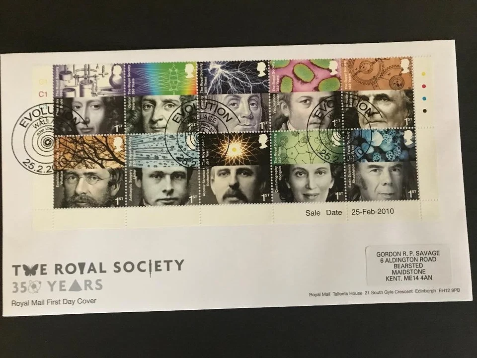 2010 The Royal Society Set on First Day Cover + Evolution Wallace Rd SHS Cat £40 - Image 1 of 1