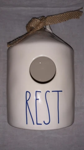 Rae Dunn By Magenta Artisan Collection "REST" Birdhouse Garden and Home Decor Cover