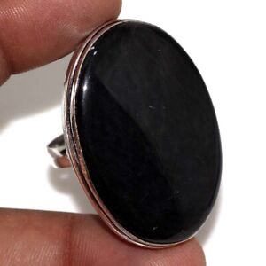 Black Obsidian 925 Silver Plated Gemstone Handmade Ring US 11 Stylish Jewelry GW