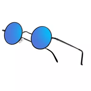 Round Polarized Hippie Sunglasses Small Circle Metal Driving Sun Glasses Shades - Picture 1 of 6