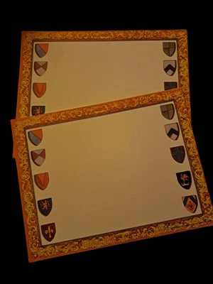 Vintage Cardstock Paper  Print  Lot -  11" X 8 1/2" - Shield  Border  10 Pieces  - Image 1 of 4