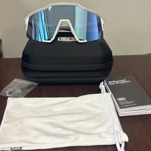 100% SPEEDCRAFT SL Sport Performance Cycling Sunglasses White Metallic Blue - Picture 1 of 13