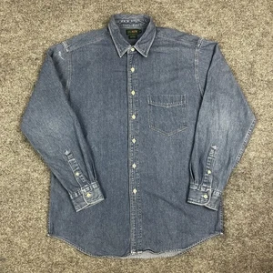 Vintage J Crew Oarsman Shirt Mens M Blue Denim Long Sleeve Button Up Pocket - Picture 1 of 13