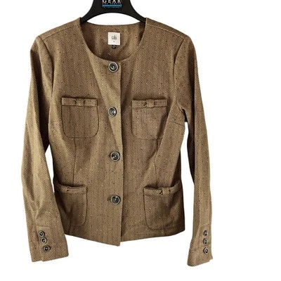 Chaqueta Cabi Talla Mediana Penny Espina de Arenque Moteada Marrón 3170 Mezcla de Algodón Foto 1 de 4