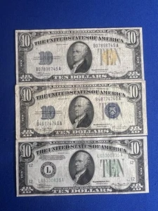 1934 A $10 NO. AFRICA - 1934A $10 "LGS" - 1934 D $10 SILVER CERTIFICATE - Picture 1 of 10