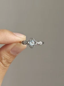 topaz clover openwork Silver Plated Ring - Picture 1 of 5