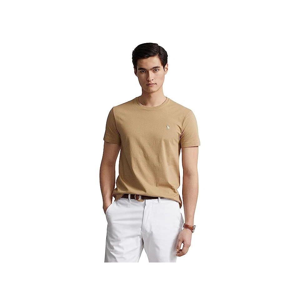 Мужская футболка Polo Ralph Lauren классического покроя Crewn Luxury желтовато-коричневая размер XL - Изображение 1 из 1