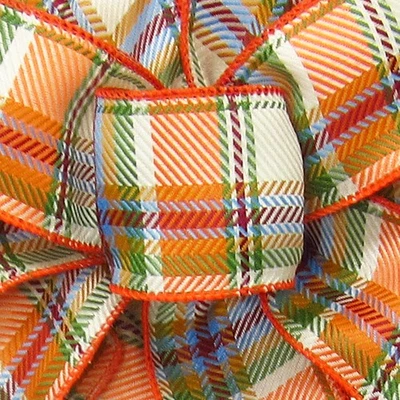 Cinta de otoño a cuadros naranja y crema tejida con cable - 2,5 pulgadas x 10 yardas Foto 1 de 2