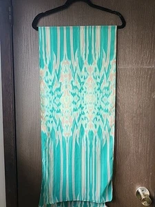 Calvin Klein Noveau bufanda a rayas transparente verde, melocotón y amarillo - Imagen 1 de 4