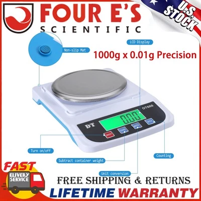 4E'S SCIENTIFIC 1000g x0.01g Precision Lab Analytical Balance Digital Lab Scale Electronic Scale