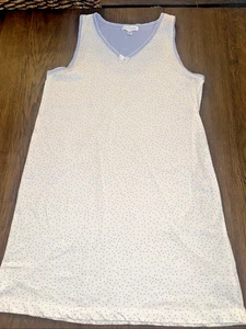 DAMEN CAROLE HOCHMAN NACHTHEMD WEISS MIT BLAUEN TUPFEN STRICK GRÖSSE M - Bild 1 von 7