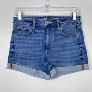 American Eagle Next Level Stretch Super High-Rise Shortie Denim Medium Wash Größe 4 - Bild 1 von 5