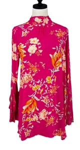 Blusa túnica Free People Tate floral cuello falso top mini vestido rosa pequeño - Imagen 1 de 9