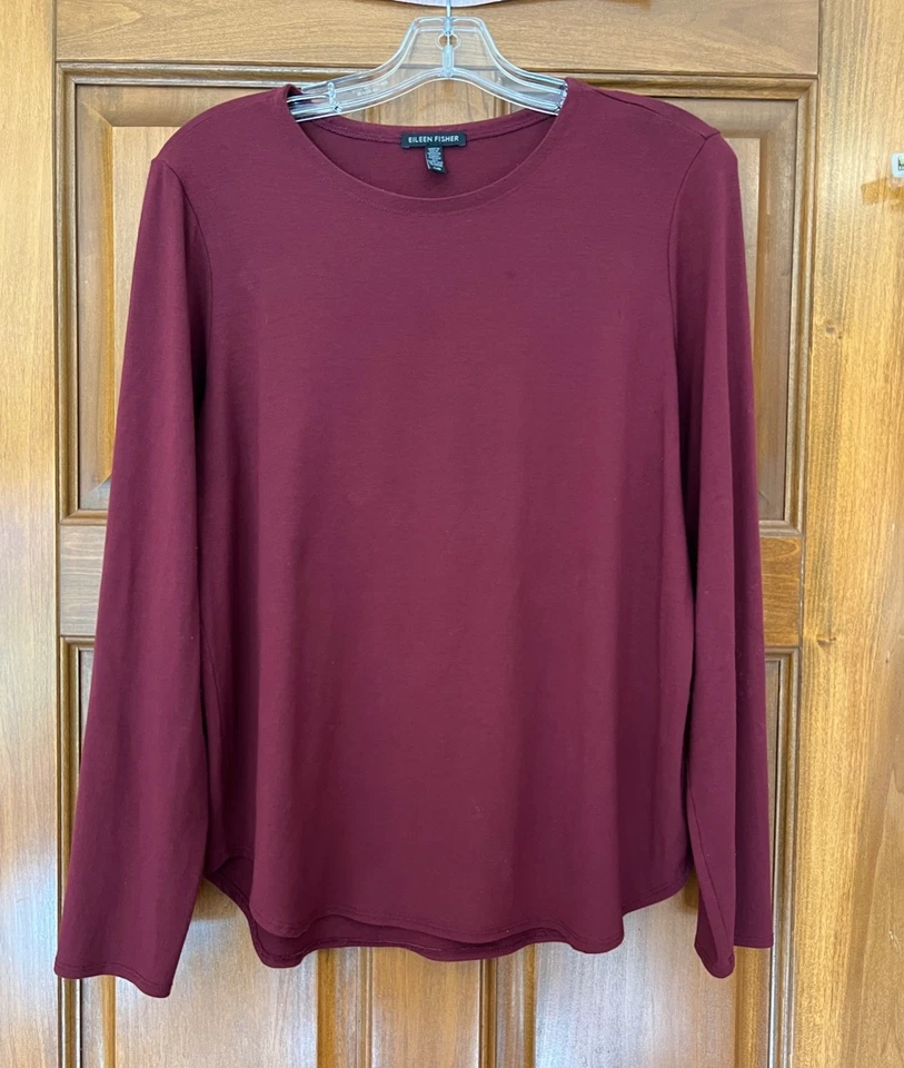 Camiseta Eileen Fisher Viscosa Spandex Borgoña Top En muy buen estado Grande Foto 1 de 4