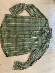 Carhartt Shirt Mens Large Tall Green Plaid Heavyweight Flannel Loose Fit NWT - Picture 1 of 5