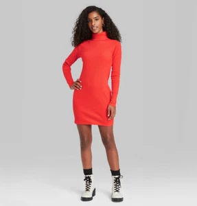 Women's Long Sleeve Bodycon Dress - Wild Fable - Red - Various Sizes - S644 - Imagen 1 de 4