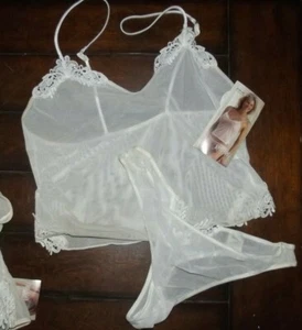 Sexy Lace Camisole Thong Teddy PJ's Stripper 32 34 36 38 White NWT's S M L XL - Picture 1 of 1