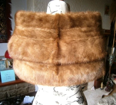 Lovely vtg  HONEY mink fur 3 layer CAPELET, floating fluted middle layer, ex con - Image 1 of 4