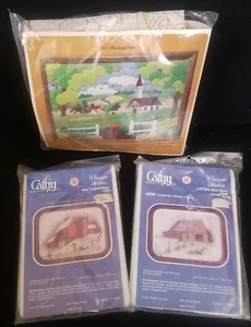 Creative Circle Longstitch Needlepoint Springtime 1511 CATHY Barn Kits Cross Lot - Picture 1 of 9