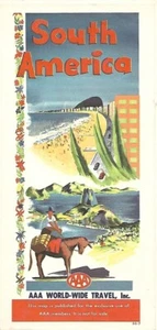 1966 AAA Road Construction Map SOUTH AMERICA Airlines Steamships Auto Clubs - Picture 1 of 6