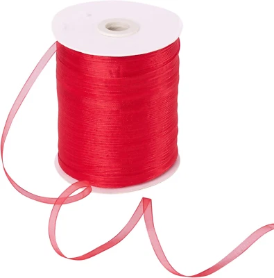 500 Yards 1/4" Sheer Organza Ribbon Craft Decorative Ribbon Red Gift Wrapping Ri - Image 1 of 4