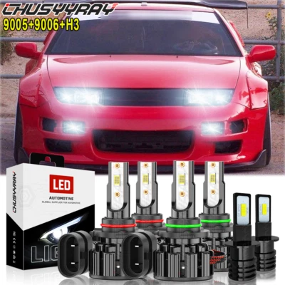 For Nissan 300ZX 1990-1996 6000K LED Headlight High/Low + Fog Lights Bulbs Combo - Image 1 of 4