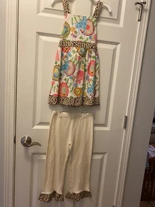 NWOT - Boutique Designer Ann Loren - 2pc Dress & Ruffle Pants Outfit Size 7/8 - Picture 1 of 4