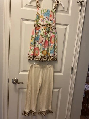 NWOT - Boutique Designer Ann Loren - 2pc Dress & Ruffle Pants Outfit Size 7/8 - Image 1 of 4