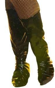 Black Vinyl GoGo Boot Tops Costume Accessory Black Zip One Size Pull Up To Knee - Picture 1 of 1