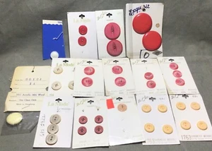 Old Button Lot Still on Cards Red White Yellow - Picture 1 of 5