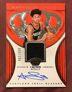 2018-19 Crown Royale Anfernee Simons Rookie Jersey Auto #90/199 (edge) Blazers