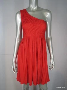 Tibi Dress Mini Sz 2 XS NEW Orange One Shoulder Ruched Fit Flare Draped Goddess - Picture 1 of 11
