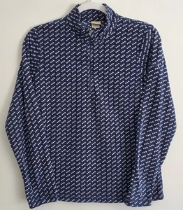 LLBean Damen Pullover Small 1/4 Zip Navy Blau Birdseye Print Fleece 280181 - Bild 1 von 10