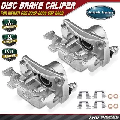 Pair Rear Disc Brake Caliper with Bracket for Infiniti G35 2007-2008 G37 2009 - Image 1 of 4