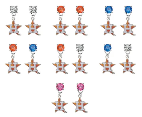 Houston Astros Style 2 Crystal Earrings Stud Post Dangle - Mix & Match Colors Cover
