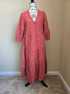 Marine Layer eyelet willow midi dress womens S mineral red cotton 3/4 sleeve - Picture 1 of 11