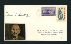 US Supreme Court Lewis F. Powell Jr. Autograph Signature on Cover 1972 USA - Picture 1 of 2