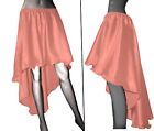 Satin Casual Women Color Asymmetrical Skirt Steampunk Skirt High Low Skirt S6